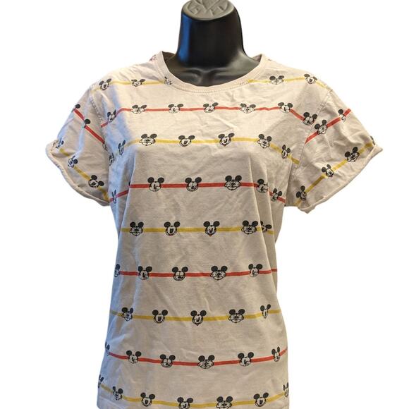 Bewakoof Mickey Mouse Faces Graphic T Shirt Women Small Disney Tee Cartoon Print - Picture 1 of 16